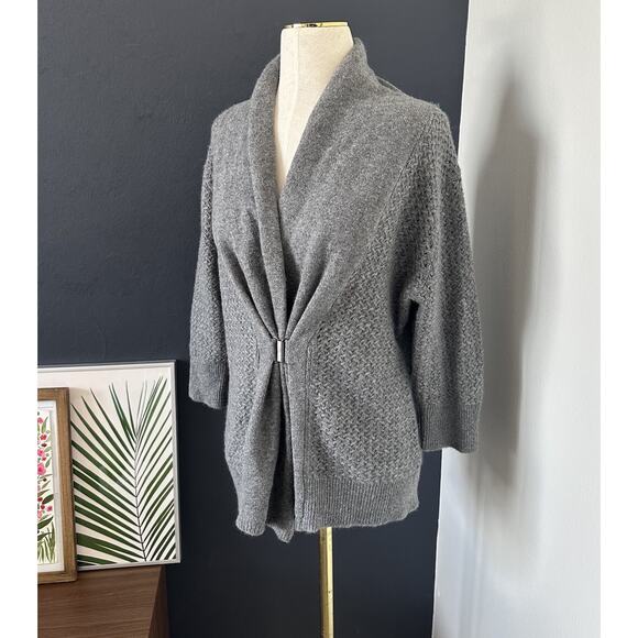 Neiman Marcus Cashmere Collection Cardigan Buckle Front Sweater - Picture 3 of 14